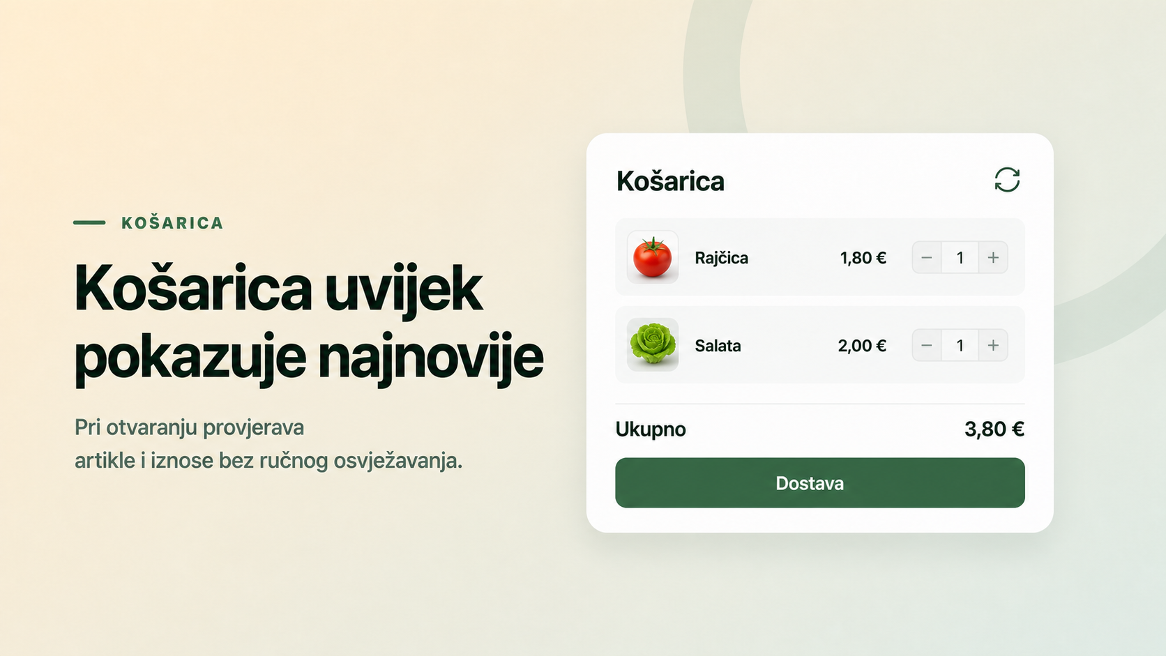Košarica uvijek pokazuje najnovije