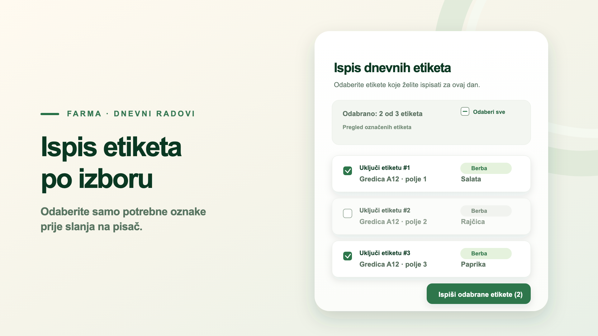 Ispis etiketa po izboru