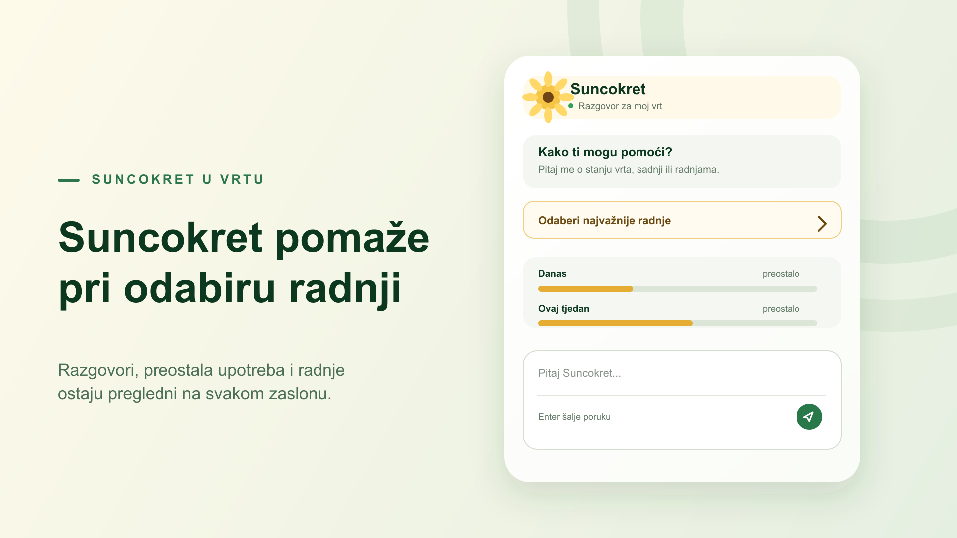 Suncokret pomaže pri odabiru radnji