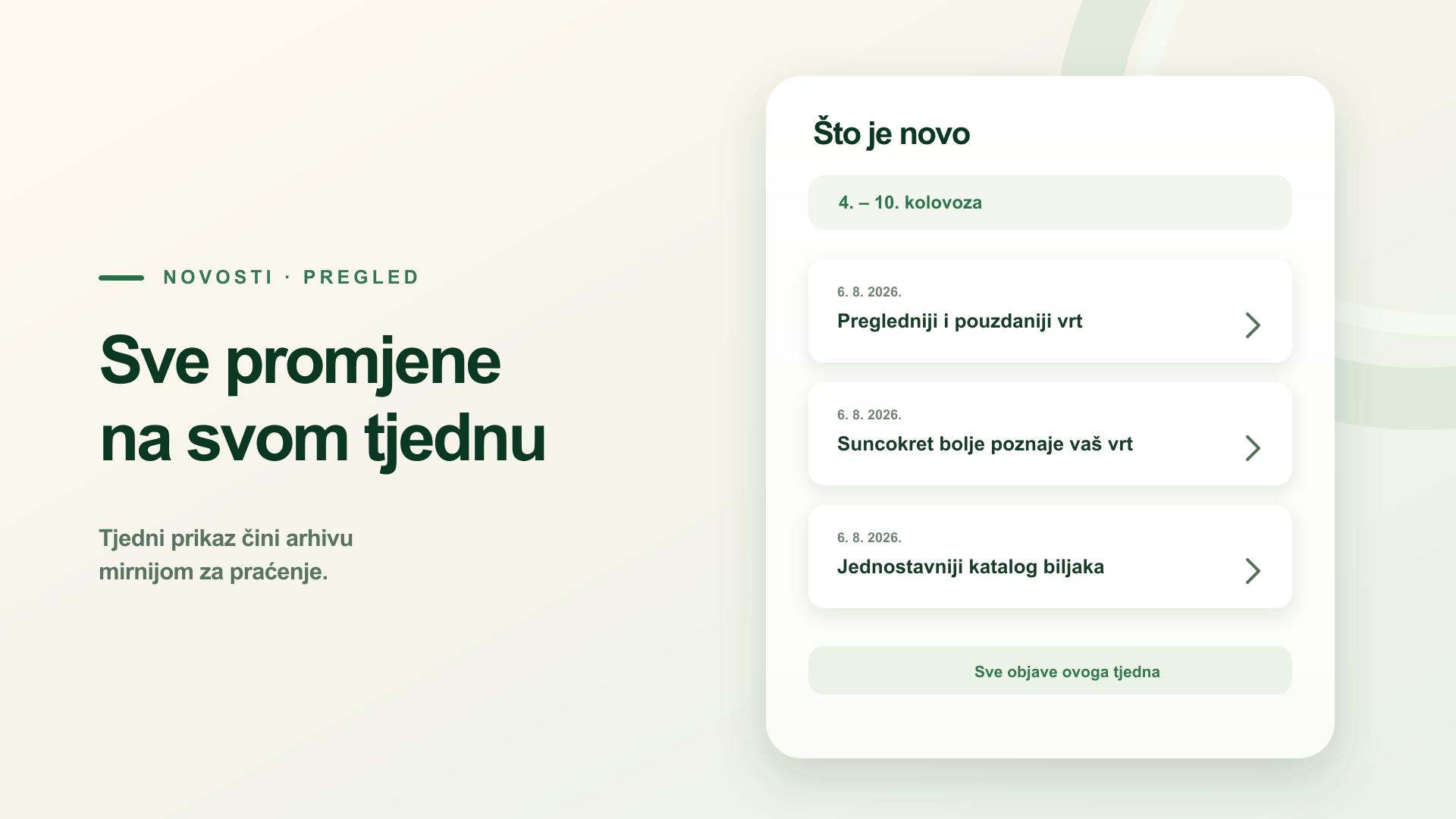 Preglednije novosti po tjednima