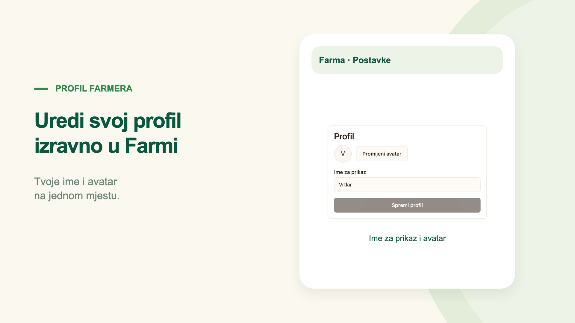 Uredi svoj profil izravno u Farmi