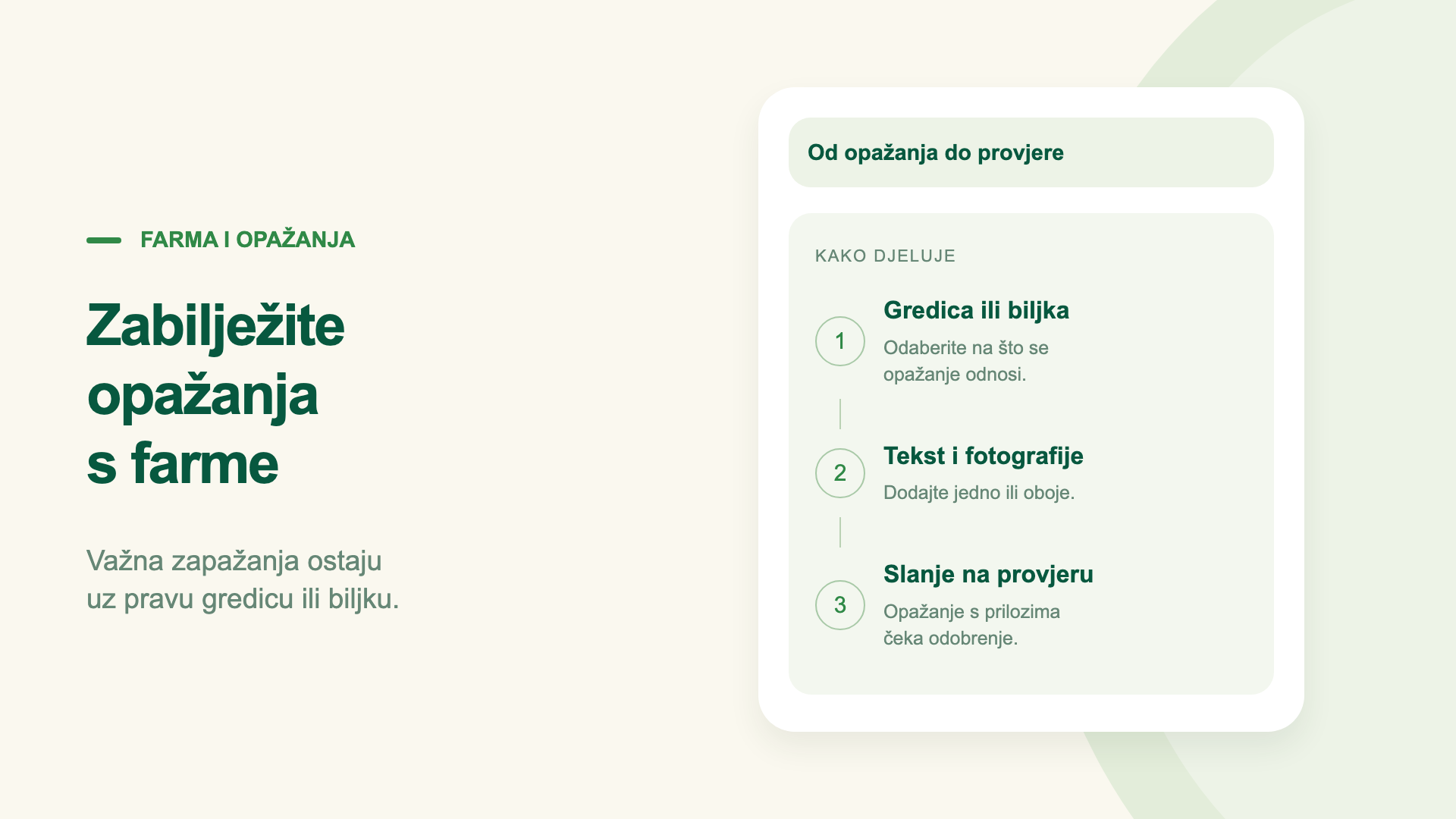 Zabilježite opažanja s farme